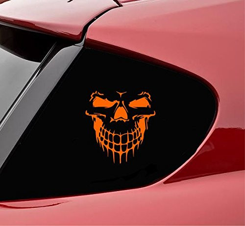Slap-Art Skull face Vinyl Decal Sticker -Orange-