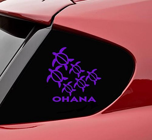 Slap-Art Ohana Turtle Family 4 Babies- Purple Vinyl Decal Sticker