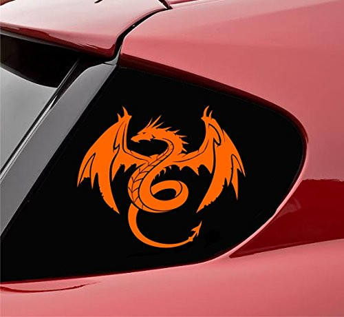 Slap-Art Winged Dragon Vinyl Decal Sticker -Orange-
