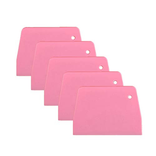 5 Pcs Trapezoidal Dough Scrapers- Plastic Cutters- Food-safe Plastic Dough Cutter- Bench Scraper with Small Hole- Multipurpose Kitchen Gadgets Food Scrapers for Baking Kitchen Pasta Pastry Pizza-pink-