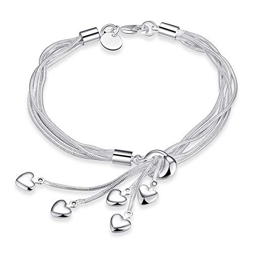 kelistom 925 Sterling Silver Bracelets for Women Teen Girls- Love Heart Charm Chain Bracelet Bangle Fashion Jewelry Gifts -5-Heart- kelistom 925 Sterling Silver Bracelets for Women Teen Girls- Love Heart Charm Chain Bracelet Bangle Fashion Jewelry Gifts -5-Heart-