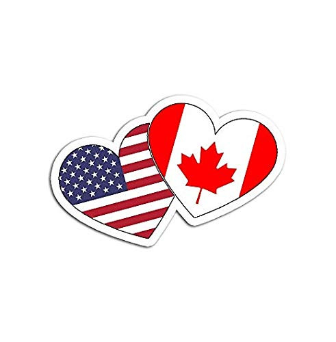 Canada USA Flag Heart Canadian Americans Love Cute - Dye Cut Sticker Vinyl Decal - Just Peel off and Stick