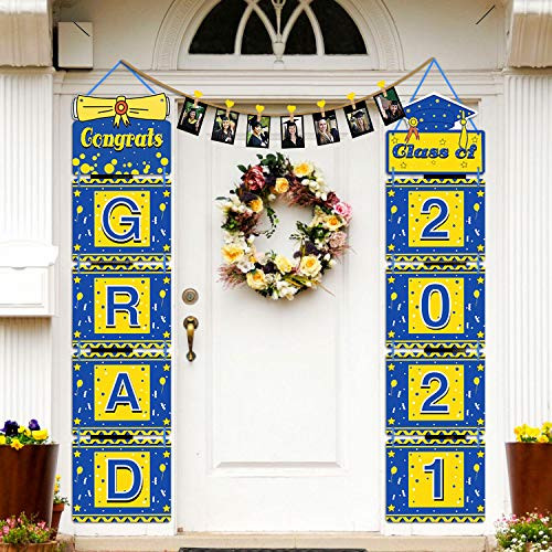 Class of 2021 Graduation Decorations - Congrats Grad  and  Class of 2021 Porch Signs- 2021 Graduation Banners and Signs for Indoor Outdoor Home School Decorations for Graduation Party