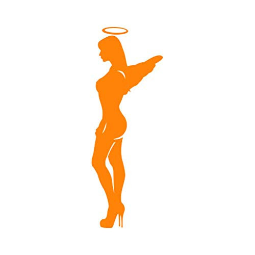 RDW Sexy Angel Girl Sticker - Decal - Die Cut - Orange 2.84inch x 8.00inch