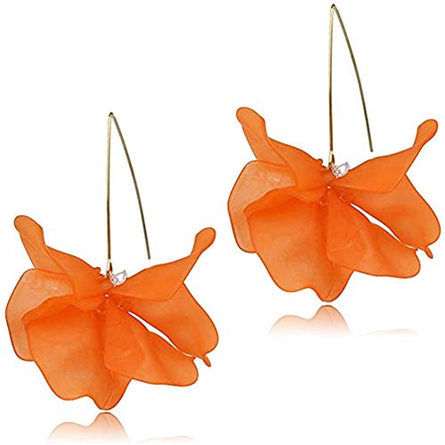 Boho Rose Petal Dangle Resin Earrings - Long Drop Acrylic Tiered Flower Earrings - Statement Exaggerated Floral Tassel Earrings for Women and Girls -Orange- Boho Rose Petal Dangle Resin Earrings - Long Drop Acrylic Tiered Flower Earrings - Statement Exaggerated Floral Tassel Earrings for Women and Girls -Orange-