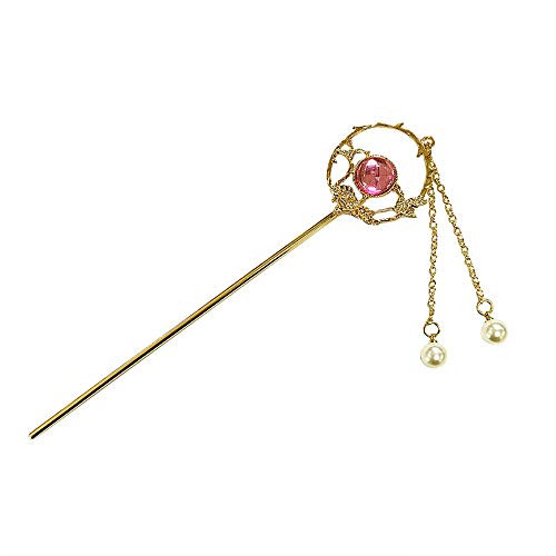 SNAHE Bridal Headdress Chinese Leaves Crystal Ancient Style Tassel Hairpin Pearl Hair Sticks Hair Fork Hair Accessories-Purple-