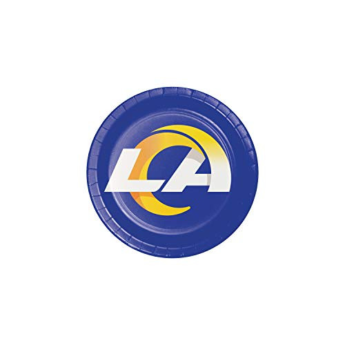 Creative Converting Los Angeles Rams Paper Plates- 9inch Round- Blue and School Bus Yellow