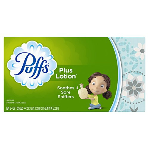 Puffs Plus Lotion Facial Tissues- 1 Family Box- 124 Tissues per Box