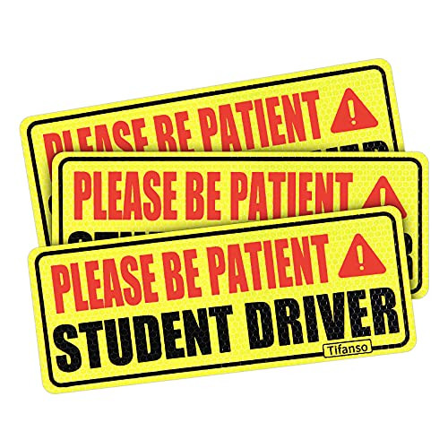 Tifanso Student Driver Magnet for Car- Reflective and Removable Student Driver Sticker Bumper Sticker- Magnetic Student Driver Signs- Safety Sign Vehicle Bumper Magnet for New Driver -Set of 3-