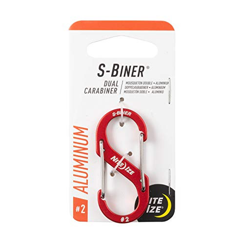 Nite Ize SBA2-10-R6 Dual Carabiner for Keys and EDC- Size 2- Red