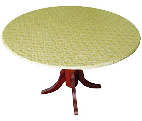 WeavePrint 2 Pack - Basketweave Gold Fitted Tablecloths, Tablecovers, Table Covers in Neutral Shades That Blend with Any Decor