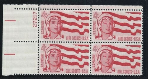 1199 - 1962 4c Girl Scouts U. S. Postage Stamp Plate Block -4-