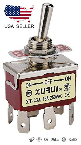 FULL THROTTLE - Heavy Duty DPDT ON-Off-ON Toggle Switch 20A 125V- 15A 250V Spade Terminals -23A-