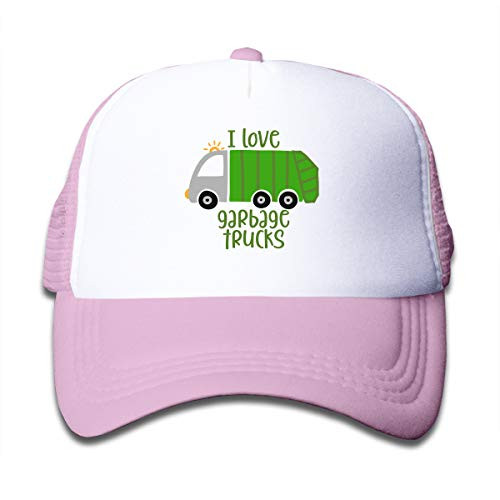 I Love Trash Garbage Trucks Youth Adjustable Mesh Hats Baseball Trucker Cap for Boys and Girls -One Size- Pink 1-