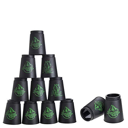 [Upgrade] Quick Stacks Cups 12 PC of Sports Stacking Cups Speed Training Game Shipping from US (Black)
