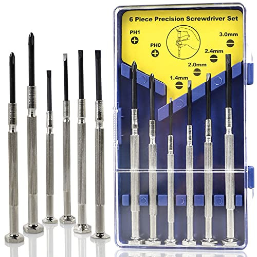 6 PCS Precision Screwdriver Sets- Eyeglass Repair Kit Screwdriver- Mini Screwdriver Set- Flat Head and Philips Head Screwdriver Sets- With 6 Different Sizes- Suitable For Watch- Electronic Repairs