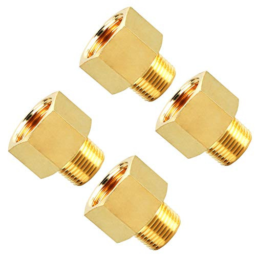 SUNGATOR Brass Pipe Fitting, Reducer Adapter, 3/8" Male Pipe x 1/2" Female Pipe (4-Pack)