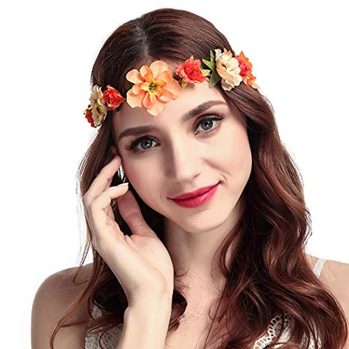 Barode Rose Flower Crown Wedding Bridal Flower Wreath Headband Orange Hair Garland Bride Wedding Headpiece for Women and Girls Barode Rose Flower Crown Wedding Bridal Flower Wreath Headband Orange Hair Garland Bride Wedding Headpiece for Women and Girls
