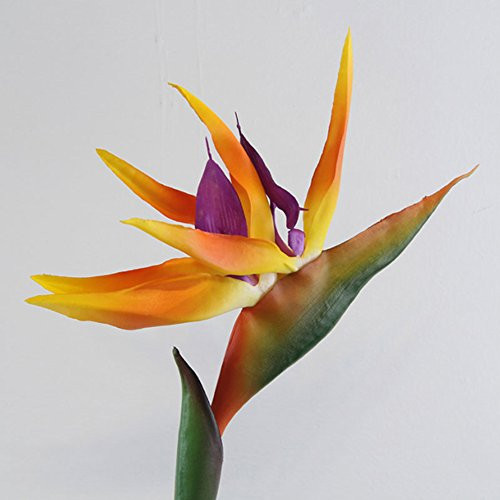 Galand Flowers Artificial for Decoration-Artificial Flower Bird of Paradise Fake Plant Silk Strelitzia Reginae Home Decor Orange