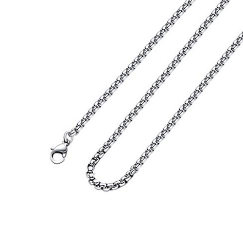 2MM Square Rolo Chain Stainless Steel Round Box Chain Necklace Men Women Jewelry 30 Inches 2MM Square Rolo Chain Stainless Steel Round Box Chain Necklace Men Women Jewelry 30 Inches