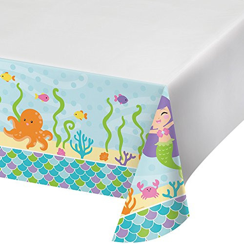 Creative Converting 317702 Party Supplies Tablecover 54 x 102" Mermaid Friends