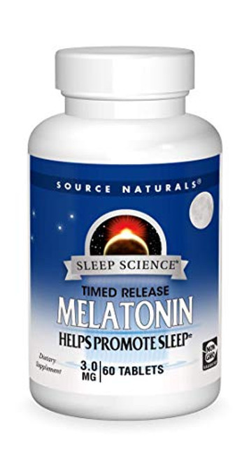 Source Naturals Sleep Science Melatonin 3 mg Helps Promote Sleep - 60 Time Release Tablets Source Naturals Sleep Science Melatonin 3 mg Helps Promote Sleep - 60 Time Release Tablets