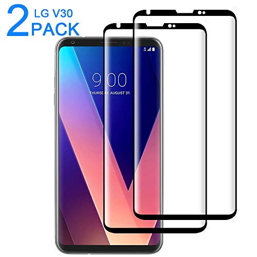 [2-Pack] for LG V30 Tempered Glass Screen Protector, [Full Screen Coverage][3D Curved Glass] [Edge-to-Edge Coverage] [Case Friendly] Anti-Scratch, Bubble Free for LG V30 (Black)
