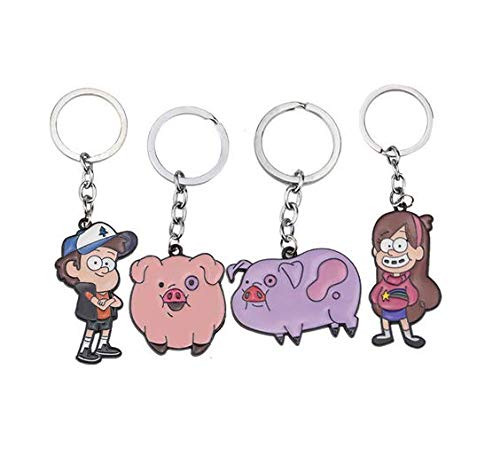 AG Goodies Gravity Falls Keychains - Dipper Mabel Waddle Bill Cipher Metal Keyrings - Costume Game Key Ring Jewelry - Set of 4