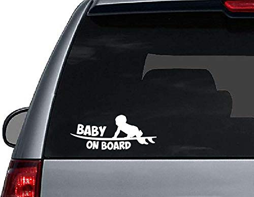 Baby ON Board Colour - White - Size - 7inch X 3inch Die Cut Vinyl Decal Sticker for Bumper  and  Car Window Laptops- MacBook- Trucks- Wall and More