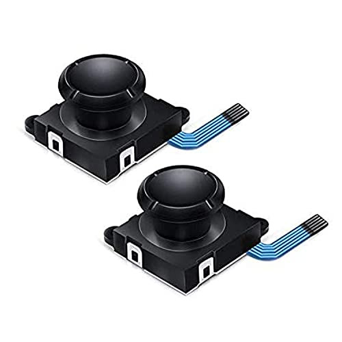 `-New Version- 2 Pack 3D Replacement Joystick Analog Thumb Stick for Nintendo Switch Joy-Con Controller - Include Tri-Wing  and  Screwdriver Tool Blue