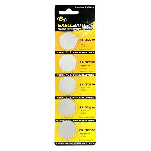 5pack Exell EB-CR2330 3V Lithium Coin Cell Battery Replaces CR2330- ECR2330- CR-2330- DL2330- DL 2330- DL-2330