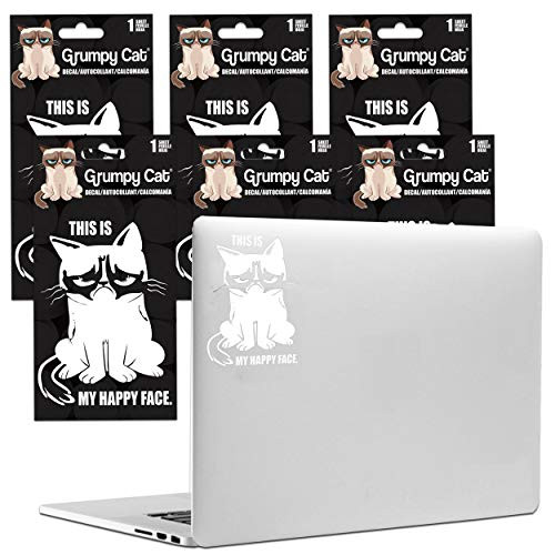 Grumpy Cat Party Favors Decals Bundle Set ~ 6 Large Grumpy Cat Stickers for Car- Laptop- Walls -Grumpy Cat Party Supplies-