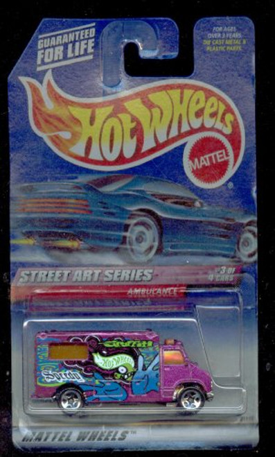 Hot Wheels Mattel 1999 1-64 Scale Street Art Series Purple Ambulance Die Cast Car 3/4 Hot Wheels Mattel 1999 1-64 Scale Street Art Series Purple Ambulance Die Cast Car 3/4