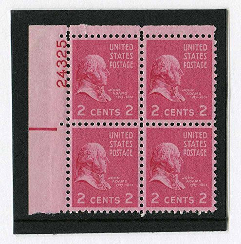 JOHN ADAMS ~ US PRESIDENT ~ QUASI-WAR 806 Plate Block of 4 x 2 cents US Postage Stamps
