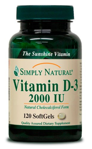 Simply Natural Vitamin D-3 2000 IU -50 mcg-- 120 softgels