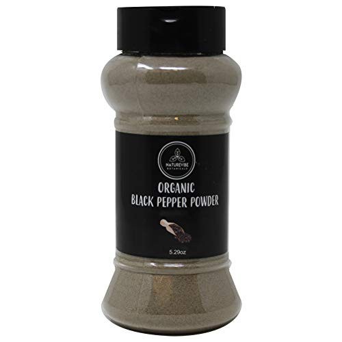Naturevibe Botanicals Organic Malabar Black Pepper Powder- 4.58 ounces | Non GMO and Gluten Free | Adds Flavor | Indian Spice