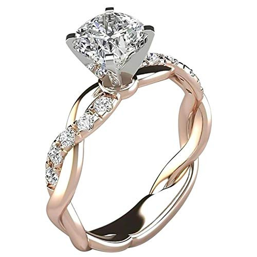 Clearance Deals Rings-ZYooh Silver Ring Womens Diamond Engagement Wedding Band Rings Jewelry Gift for Moms -Rose Gold- 10-