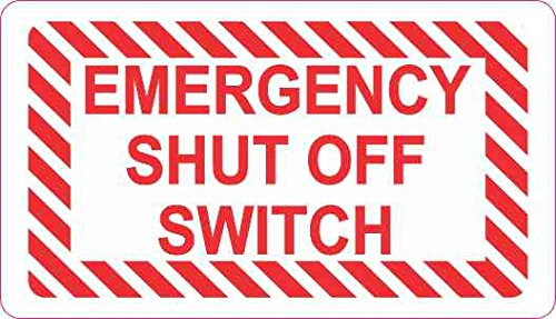 StickerTalk Emergency Shut off Switch Vinyl Sticker- 3.5 inches by 2 inches