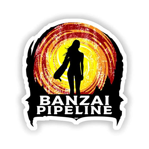 Banzai Pipeline Surfing Sticker North Shore Surf Oahu Hawaii Surfboard 3inch Vinyl Decal