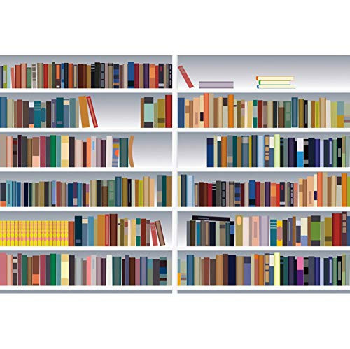 OERJU 5x3ft Wooden Bookshelf Backdrop Bookcase Bookshop Zoom Meeting Backdrop Study Room Library Background Online Teaching Backdrop for Photography Online Class Decorations Banner