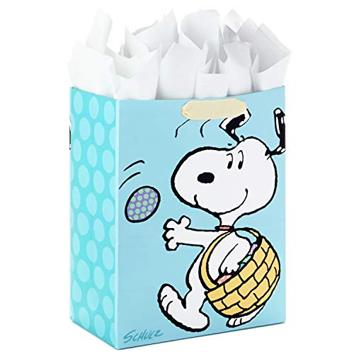 Hallmark 13inch Large Peanuts Easter Gift Bag with Tissue Paper -Snoopy Easter Basket-