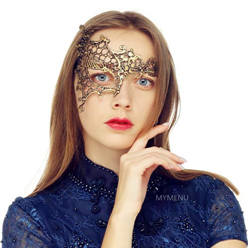 Masquerade Mask for Women Luxury Venetian Mask Women's Lace Eye Mask for Masquerade Party Prom Ball Bar Costume Festival Carnival Mardi Gras -Half Face Gold- Masquerade Mask for Women Luxury Venetian Mask Women's Lace Eye Mask for Masquerade Party Prom Ball Bar Costume Festival Carnival Mardi Gras -Half Face Gold-