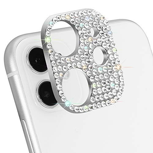 Ohok Bling Camera Lens Protector for iPhone 12 Mini/iPhone 11- Silver Glitter Diamond Lens Camera Cover Protective Decoration Sticker for iPhone 12 Mini 5.4inch/ iPhone 11 6.1inch