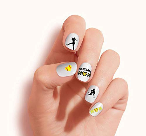 Softball Mom clear vinyl Peel and Stick nail art decals -NOT Waterslide-. Set of 78 by One Stop Nails.