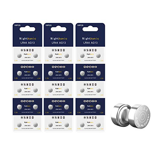Nightkonic 30 Pack - LR44 AG13 357 SR44 A76 303 Battery 1.5V Button Coin Cell Batteries Nightkonic 30 Pack - LR44 AG13 357 SR44 A76 303 Battery 1.5V Button Coin Cell Batteries