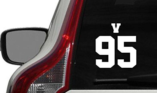 BTS V 95 Jersey Car Vinyl Sticker Decal Bumper Sticker for Auto Cars Trucks Windshield Custom Walls Windows Ipad MacBook Laptop Home and More -White-