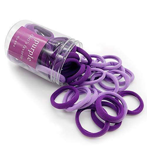 50 Pack Seamless Cotton Hair Ties- Thick Elastics Stretch Hair Bands- Ponytail Holders Headband- Simply Hair Ties- Scrunchies Hair Accessories No Crease Damage for Thick Hair -PURPLE- 50 Pack Seamless Cotton Hair Ties- Thick Elastics Stretch Hair Bands- Ponytail Holders Headband- Simply Hair Ties- Scrunchies Hair Accessories No Crease Damage for Thick Hair -PURPLE-