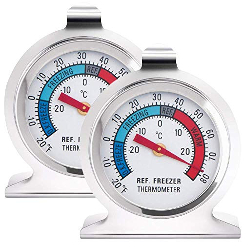 Boolavard Refrigerator Thermometers Classic Series Large Dial Thermometer -2 Pack-Freezer/Refrigerator-