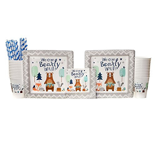 Bear-ly Wait Party Supplies Pack for 16 Guests: Straws, Dinner Plates, Luncheon Napkins, and Cups Bear-ly Wait Party Supplies Pack for 16 Guests: Straws, Dinner Plates, Luncheon Napkins, and Cups