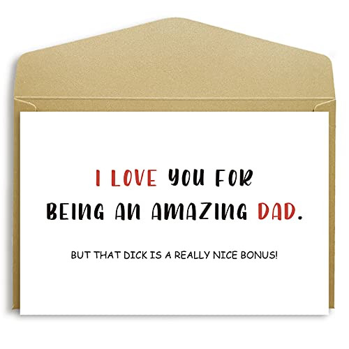 Naughty Father's Day Card from Wife- Dilf Funny Card for Husband or Boyfriend- Amazing Dad Dick Bonus Card